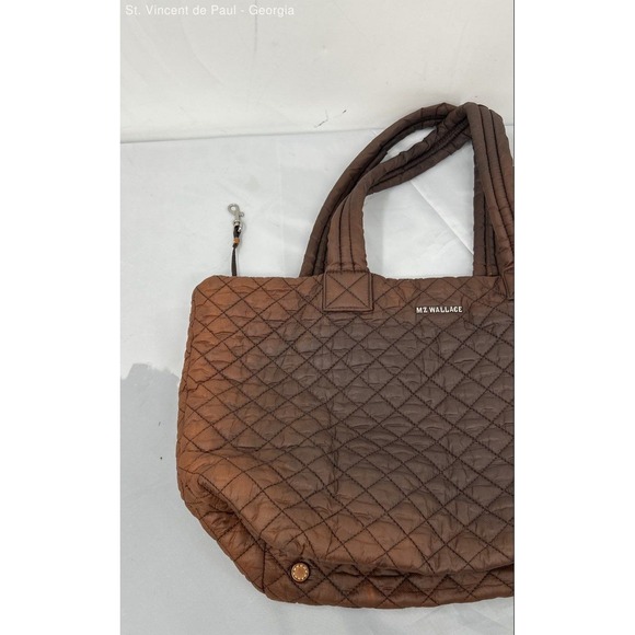MZ Wallace Burnt Orange / Brown Metro Deluxe Quilted Tote Bag Purse Great Cond. - Picture 3 of 10